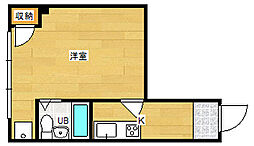 第3中国技建ビル 1Kの間取図画像