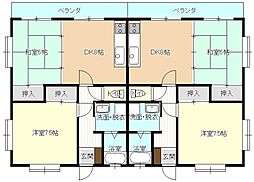 JR芸備線 矢賀駅 徒歩32分の賃貸アパート 1階2DKの間取り
