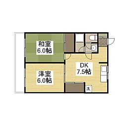 JR芸備線 戸坂駅 徒歩14分の賃貸マンション 3階2DKの間取り