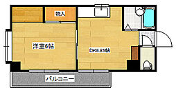広島電鉄2系統 十日市町駅 徒歩3分の賃貸マンション 6階1DKの間取り