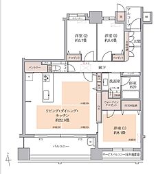 グラン・ブルー御池高倉 3LDKの間取図画像