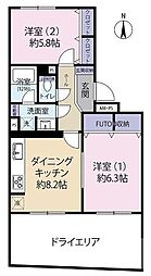 コスモ大泉学園 2LDKの間取図画像
