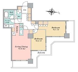 なかのサンクォーレ 2LDKの間取り