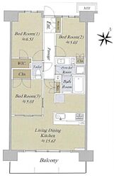 ザ・パークハウスオイコス赤羽志茂フォーススクエア 3LDKの間取り