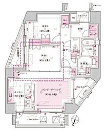 東中野桜山レジデンス 2LDKの間取図画像