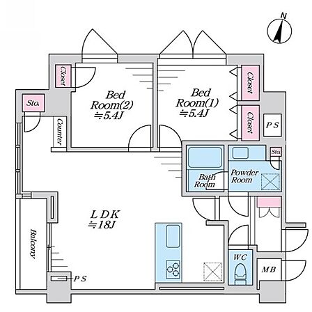 2LDK 間取り