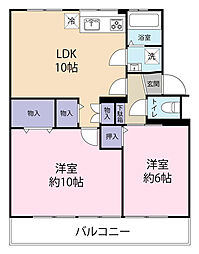 マック東中野コート 2LDKの間取図画像