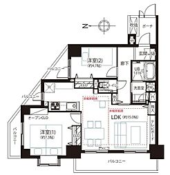 ビクトリアハイム市ヶ谷 2LDKの間取図画像