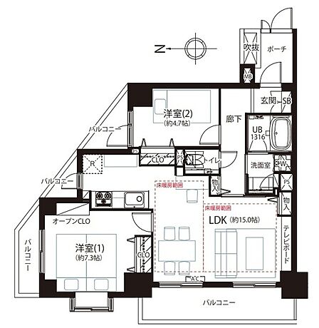 2LDK 間取り