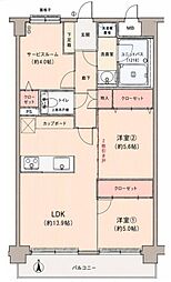 マイキャッスル武蔵関 2SLDKの間取図画像