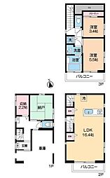 新宿区大久保2丁目　中古戸建 2SLDKの間取り