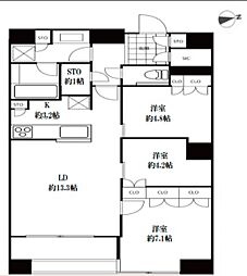 富久クロスコンフォートタワー 3LDKの間取り