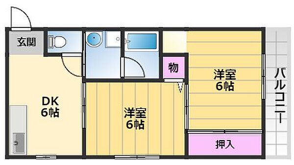 ラフィーネ三国 302｜大阪府堺市堺区榎元町3丁(賃貸マンション2DK・3階・42.00㎡)の写真 その2