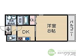 大阪モノレール彩都線 阪大病院前駅 徒歩11分の賃貸マンション 1階1DKの間取り