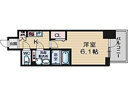 JR東海道・山陽本線 岸辺駅 徒歩3分の賃貸マンション 6階1Kの間取り