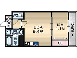 アート茨木 2階1LDKの間取り