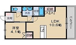 エトワール新在家 1LDKの間取図画像