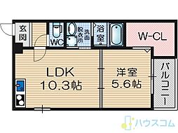 フジパレス光陽 1LDKの間取図画像
