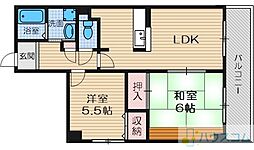 ゼアス真砂 2LDKの間取図画像
