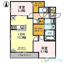 アジュール上中条 2LDKの間取図画像