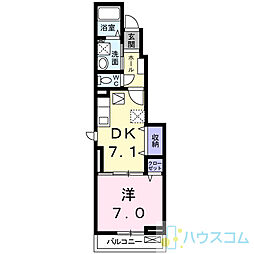 アルドール郡山 1DKの間取図画像