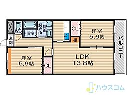 ルーテシア 2LDKの間取図画像