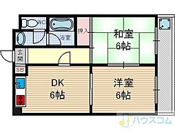 エリータ鳥飼 2DKの間取図画像