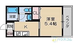 プランドール春日 1Kの間取図画像