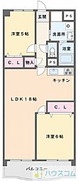 シャトー第3八戸の里 2LDKの間取図画像