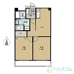 パークハイツミシマ 2DKの間取図画像