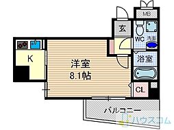 SERENiTE千里丘 1Kの間取図画像