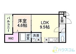 (仮称)フジパレス奈良町 1LDKの間取図画像