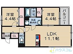 ロアールF2 2LDKの間取図画像