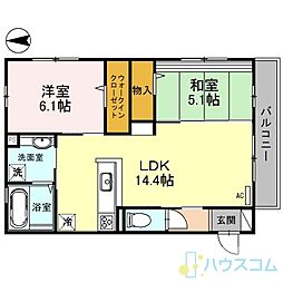 エスタシオン 2LDKの間取図画像