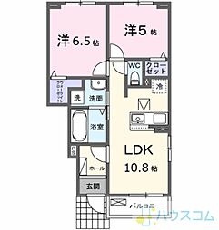 摂津市鳥飼下2丁目アパート 2LDKの間取図画像