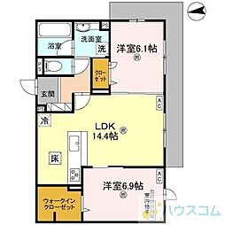 D-residence南茨木II 2LDKの間取図画像