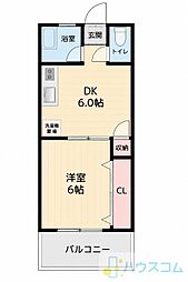ヴェール摂津 1DKの間取図画像