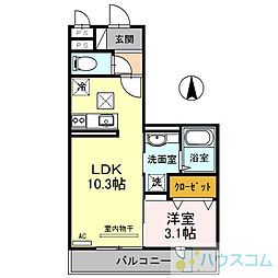 ワンモア・オッツ 1LDKの間取図画像