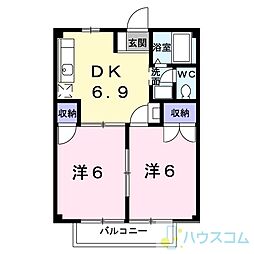 メゾンぷれじゅーる 2DKの間取図画像