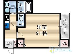 フジパレス千里丘東 1Kの間取図画像