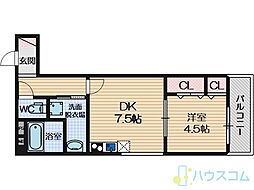 フジパレス摂津香露園 1LDKの間取図画像