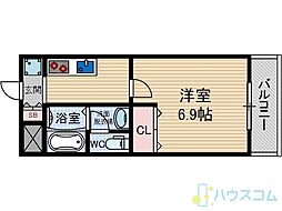 パルハイム2 1Kの間取図画像