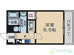 プルメリア東正雀 1Kの間取図画像