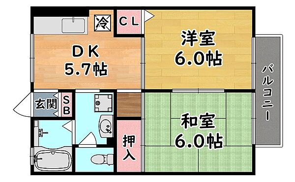 兵庫県神戸市東灘区御影中町６丁目(賃貸アパート2DK・2階・40.30㎡)の写真 その2