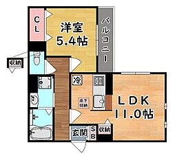 阪神本線 岩屋駅 徒歩4分の賃貸アパート 1階1LDKの間取り