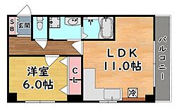 阪急神戸本線 六甲駅 徒歩10分の賃貸マンション 1階1LDKの間取り