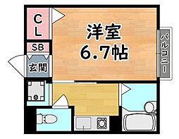 ハイツリブ 1Kの間取図画像