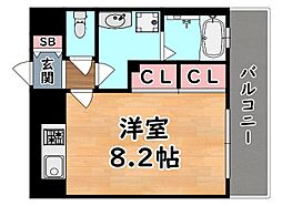 ベルヴィ六甲 ワンルームの間取図画像
