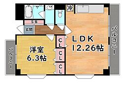 グランディア篠原本町 1LDKの間取図画像