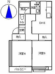 サンシャルム 2DKの間取図画像